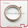 Stainless steel round 30mm coffee plated crystal pendant jewelry